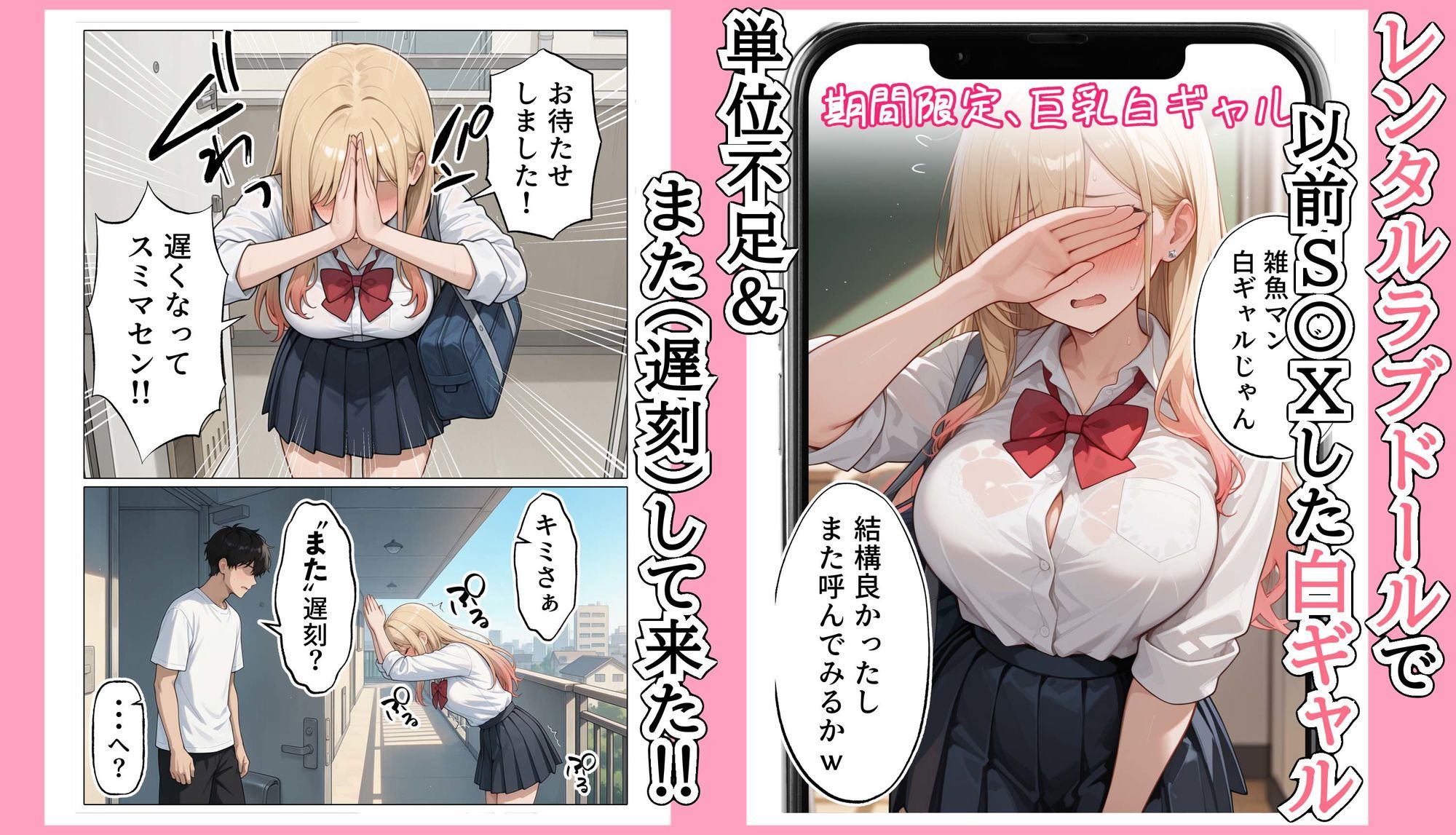 【AOI-COMICS】【続編:白ギャルJK2】ラブドール頼んだら、白ギャルJKが来た、無料同人２